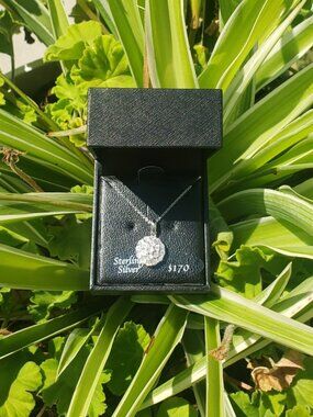 Sterling Silver And Diamond Floral Pendant Necklace